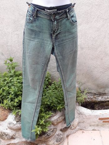 Jean effet bleu vert