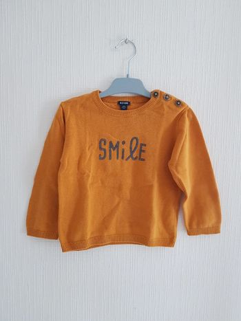Pull jaune moutarde Smile Kiabi 2 ans