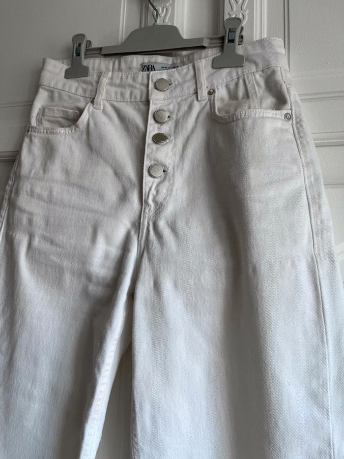 Jeans Zara blanc droit coupe crop - photo numéro 5
