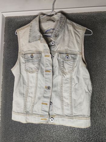 Veste sans manche en jean bleu ciel vieilli - Jennyfer
