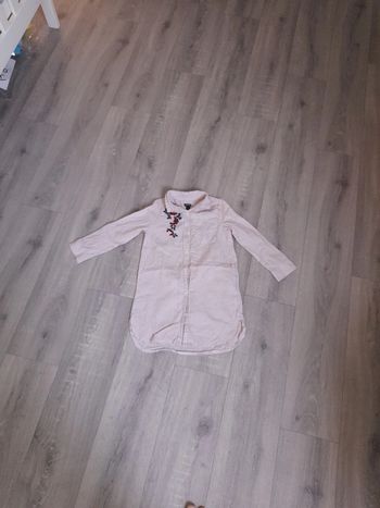 Robe chemise rayé et fleurs