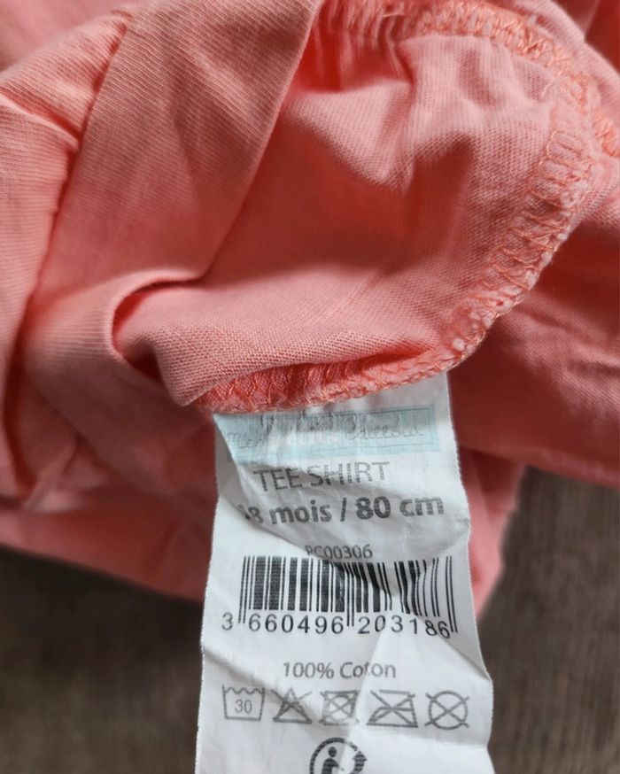 T-shirt rose corail fille 18 mois - photo numéro 4