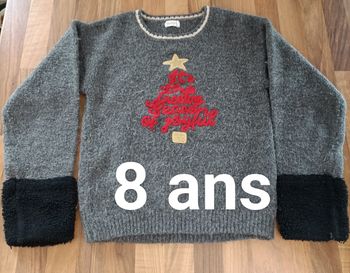 Pull chaud gris rouge sapin Noël Orchestra 8 ans 