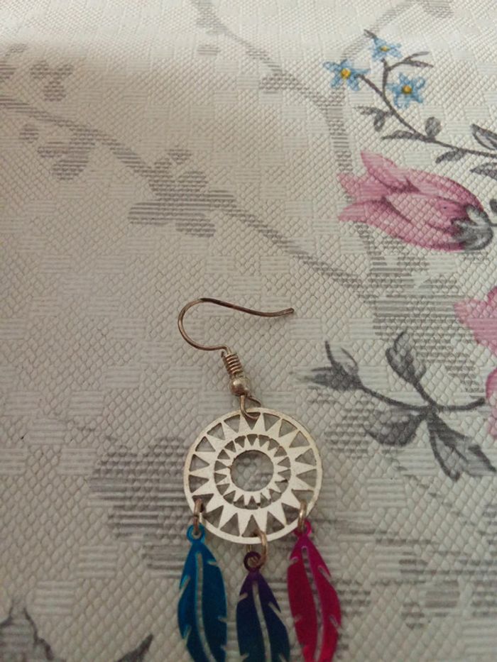 Boucles d'oreilles plumes fantaisie - photo numéro 6