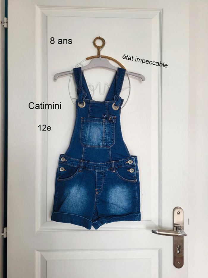 Salopette short jean Catimini 8 ans état neuf
