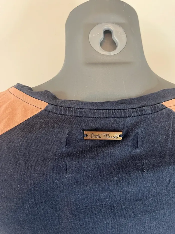 T-shirt manches longues Little Marcel femme M bleu marine chic bicolore intemporel - photo numéro 3