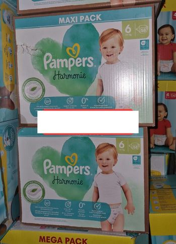 Lot de 2 maxi pack 58 couches pampers harmonie  taille 6