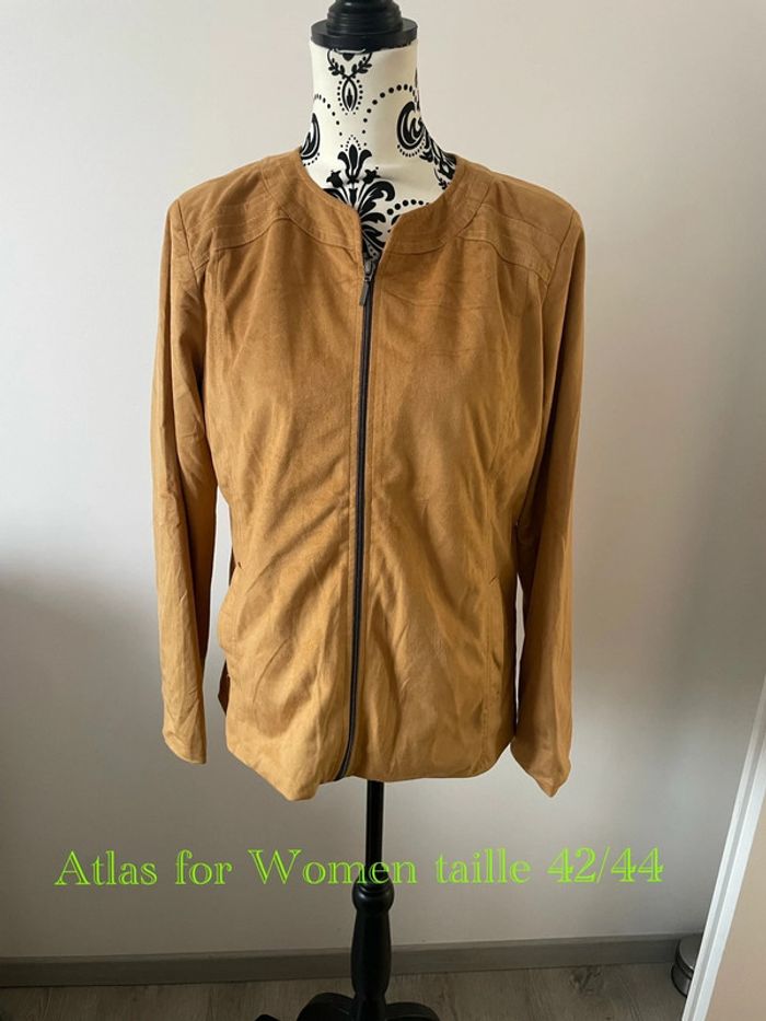 Veste blouson à manches longues moutarde en daim suédine Atlas for women taille 42/44