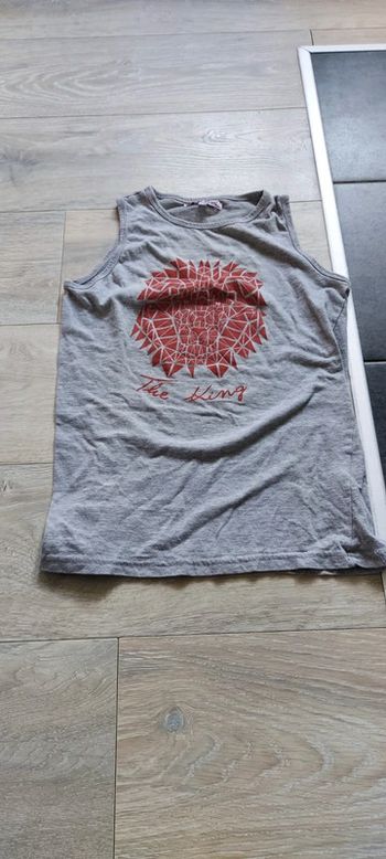 Débardeur fille, gris avec dessin de lion, Pure Basic, 14 ans, nickel