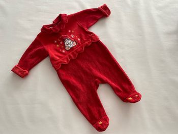 Pyjama en velours  rouge Noël Vertbaudet