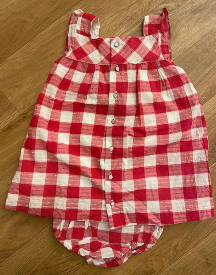 Robe framboise à carreaux 3-6M - photo numéro 4