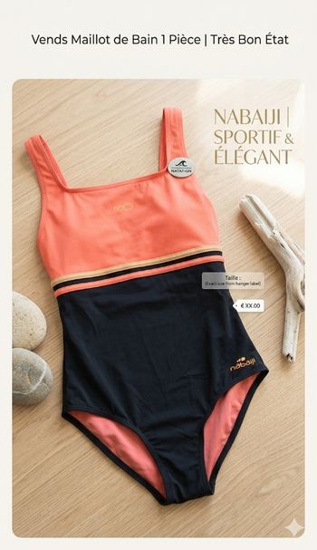 Maillot de bain nabaiji 1 pièce taille 16 ans