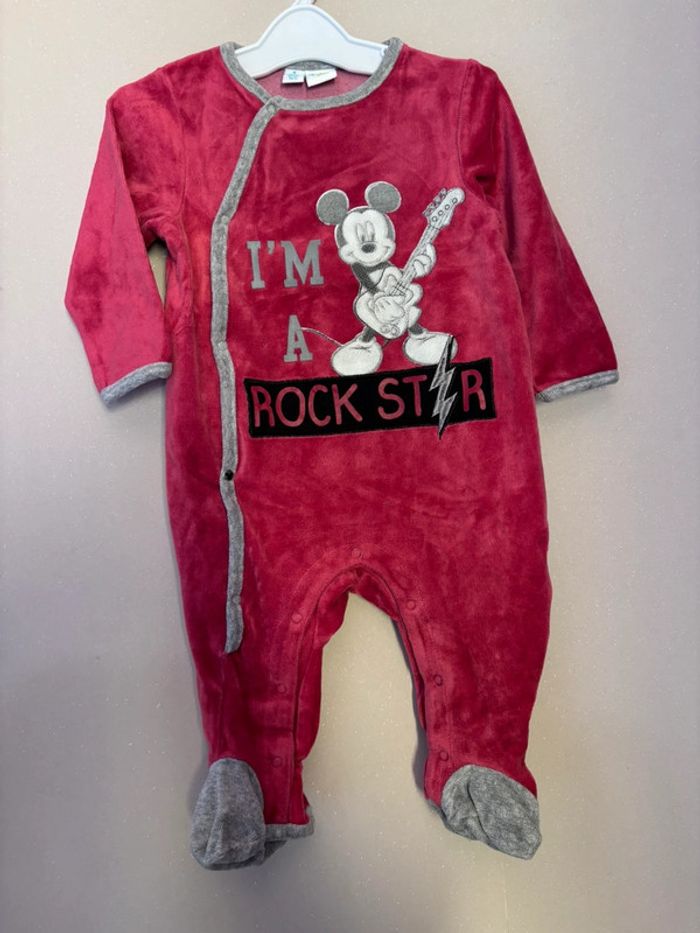 🌸Pyjama velours rouge foncé 6 mois Mickey Disney 🌸