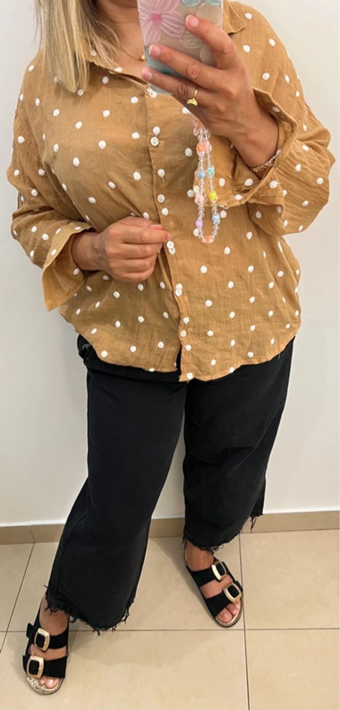 🟡 Chemise ample moutarde à pois Stradivarius – Taille M - photo numéro 5