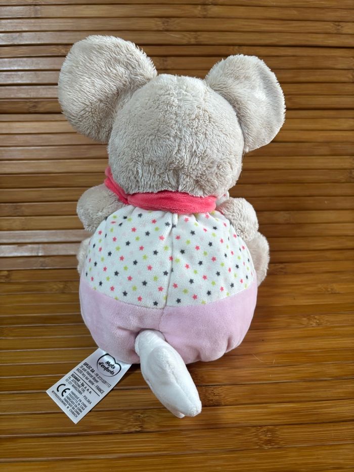Doudou musical souris beige rose coussin étoile mots d enfants - photo numéro 3