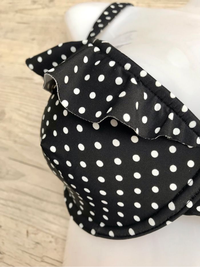 Maillot de bain Taille 42 bikini 2 pièces à armatures Zeeman noir blanc imprimé à pois - photo numéro 3