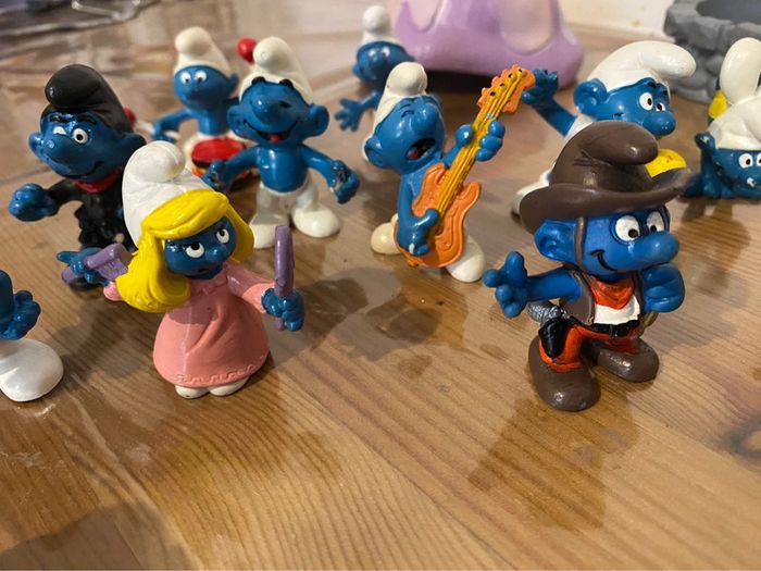 Lot de 23 schtroumpfs + escagot +accessoires toit maison et bas de puit peyo vintage 1971.. - photo numéro 16
