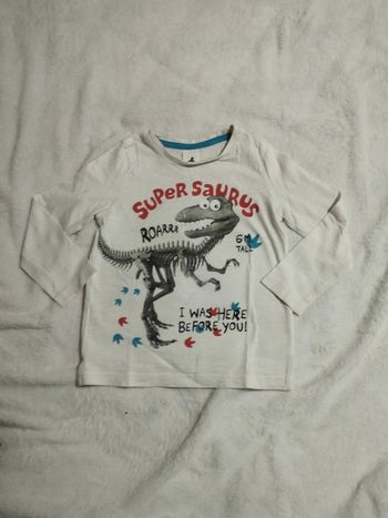 T-shirt manches longues blanc dinosaure