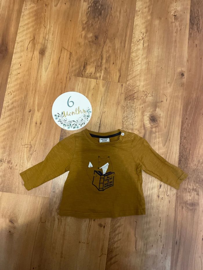 T-shirt marron manches longues 6 mois
