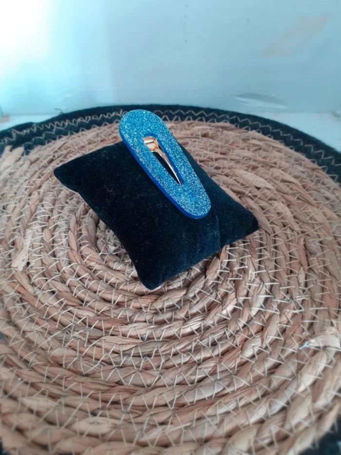 Barrette cheveux bleu pailletée n°7 - photo numéro 2