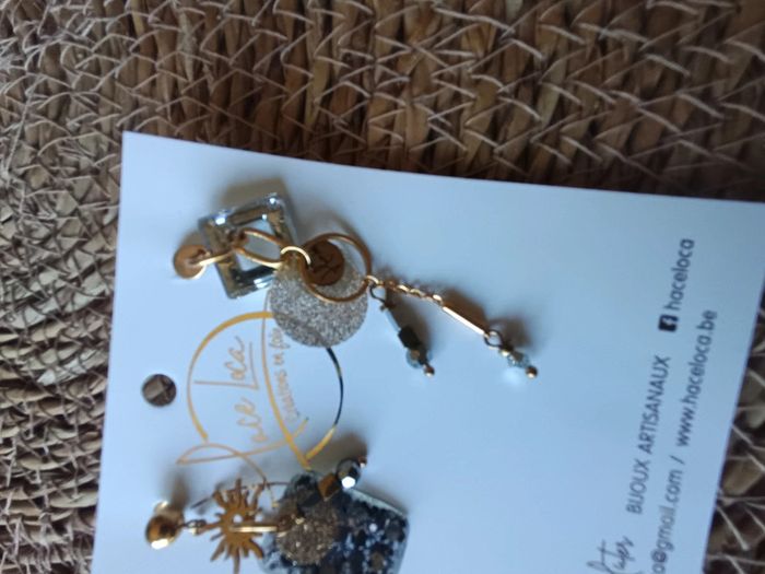Boucles d'oreilles Hace Loca marines et dorées é - photo numéro 3