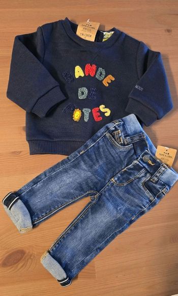 (NEUFS NON PORTÉS)🏷🏷💙💙 ensemble sweat molleton et jeans 3mois Garçon 