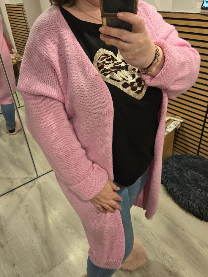 Gilet oversize ouvert et long rose T.44/46 - photo numéro 7