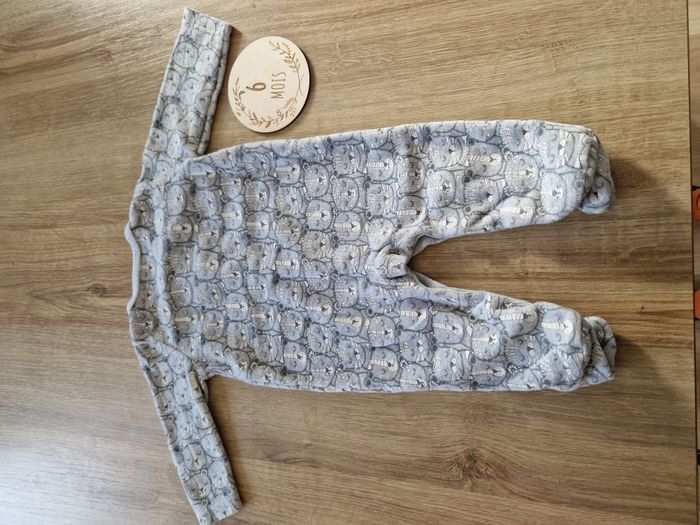 Pyjama / Dors-bien TQF 6 mois en coton/velours à motif all-over Têtes d'Ours - photo numéro 4