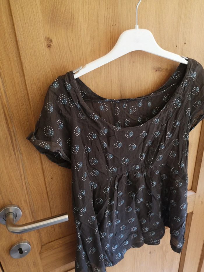 T-shirt à courtes manches en brun, blanc et bleu IKKS 36 - photo numéro 3