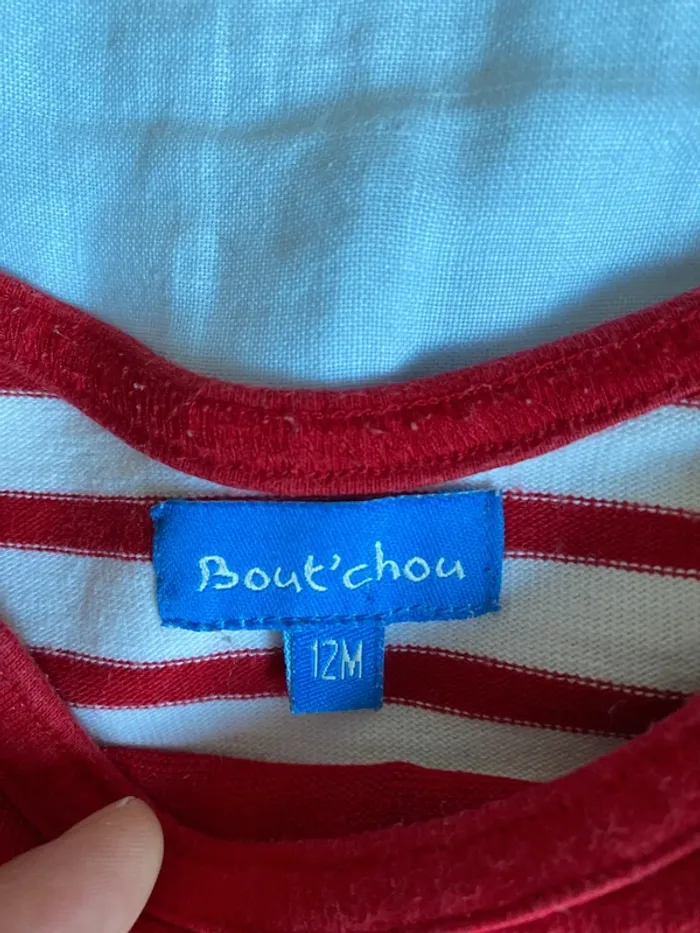 Robe style marinière rouge et blanche 12 mois Bout’chou - photo numéro 3
