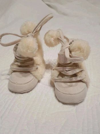 Bottines fourrées chaudes p'tit bisous beige taille 18