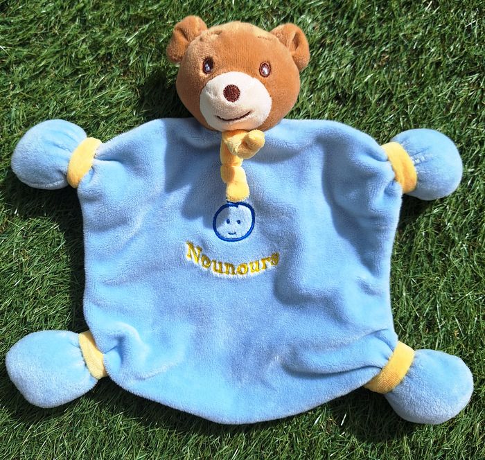 DOUDOU PLAT OURS BLEU - MARQUE NOUNOURS