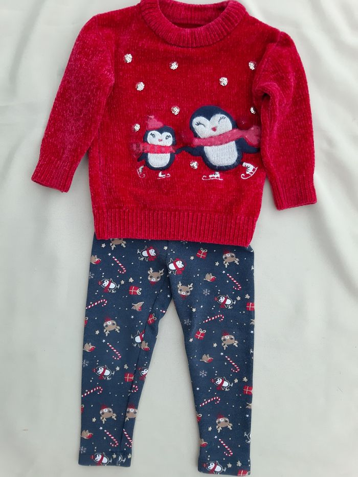 ensemble de Noël (pull chaud + legging chaud) fille - C&A - 3 ans - photo numéro 2