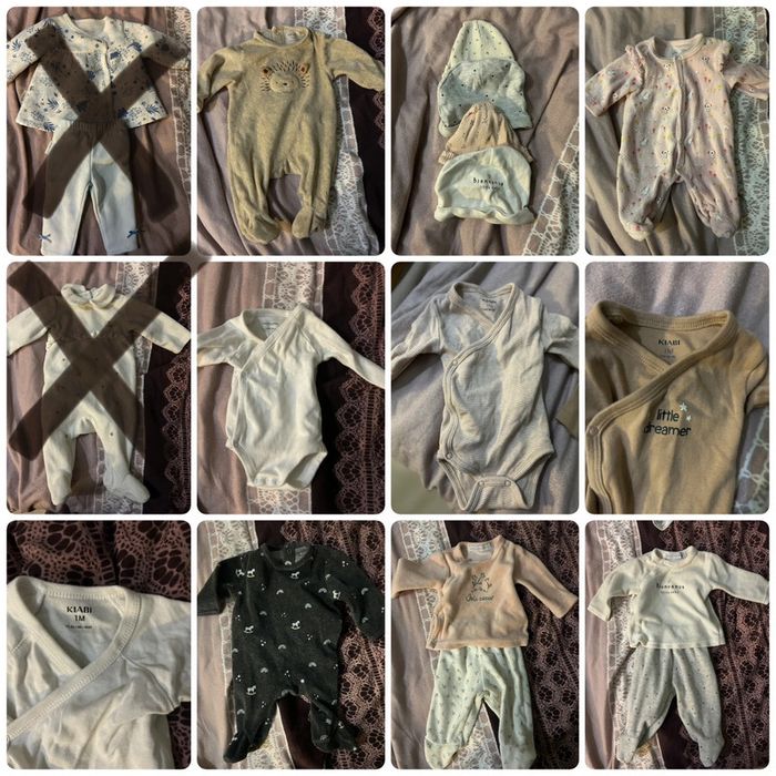Lot 1 mois bébé fille, pyjamas, bodys, bonnet, orchestra, Kiabi