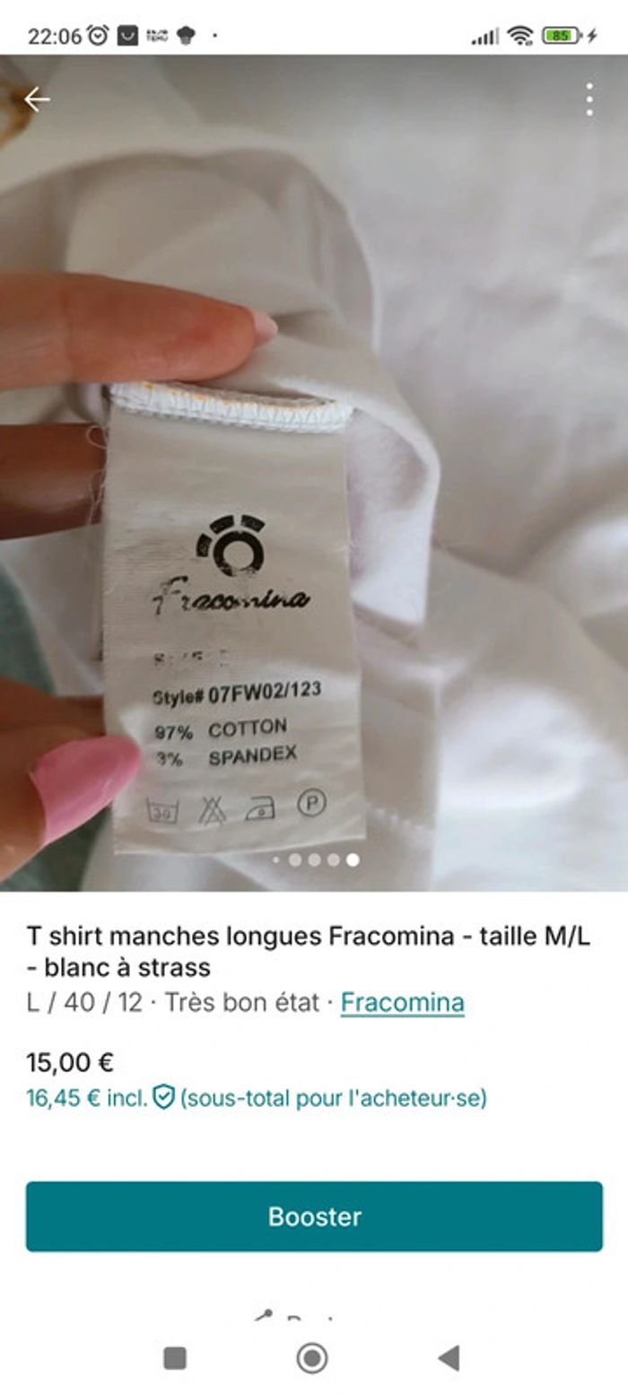 T-shirt manches longues décolleté plongeant - taille M/L - Fracomina - neuf - photo numéro 8