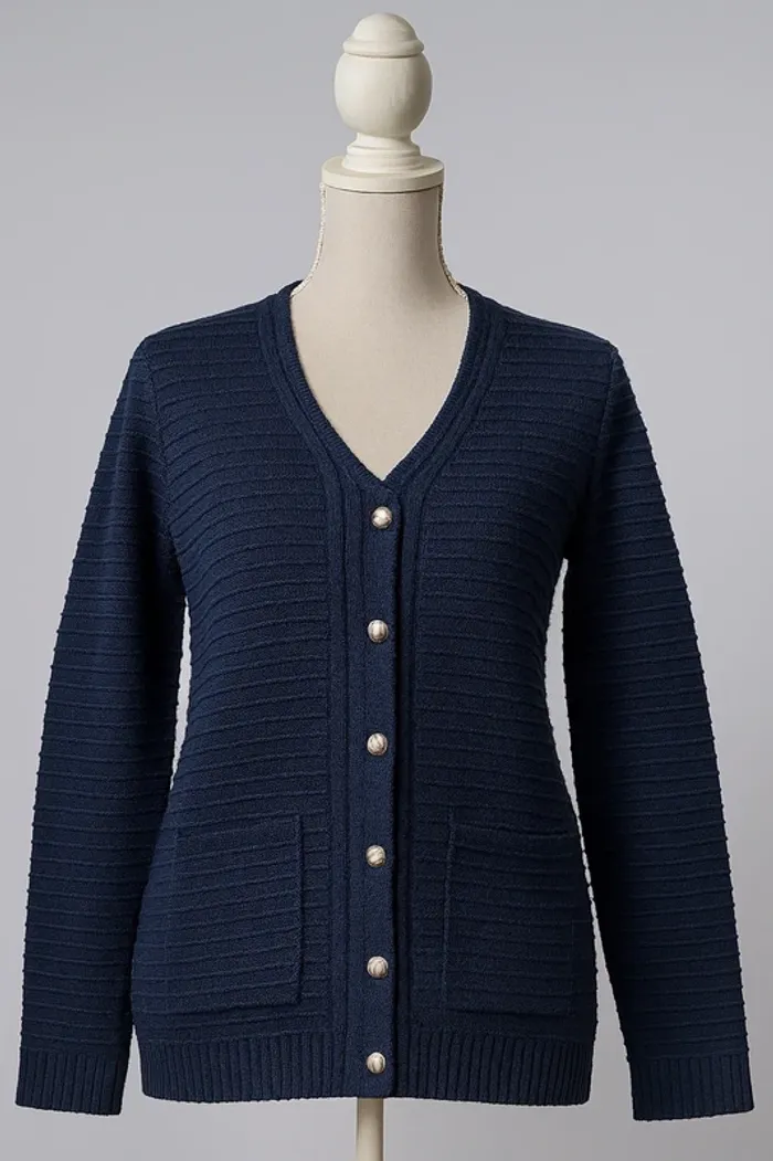 Gilet côtelé bleu marine Tabel – Taille L