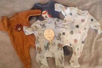 Lot de 4 grenouillères velours 3 mois