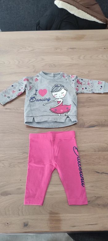 Ensemble bébé fille pull gris + legging rose My First Chicco 3 mois 56cm