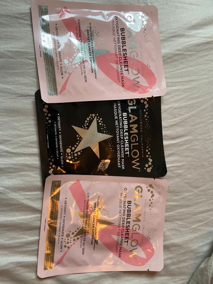 Lot 3 masques glamglow bubblesheet tissu