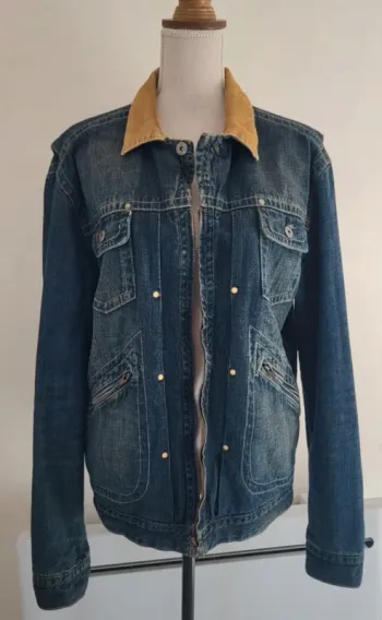 Veste style blouson en jean bleu foncé Hpw Kazh Soul Rebel Taille L ou 48