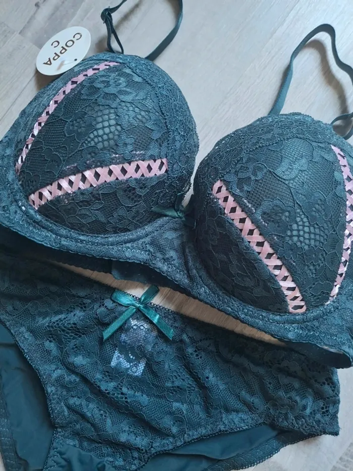 Ensemble lingerie 2pces bleu vert - photo numéro 2