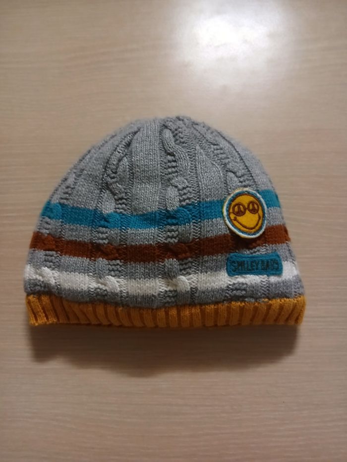 Bonnet bebe smiley fourre a l interieur taille 9/12 mois matiere polytere - photo numéro 6