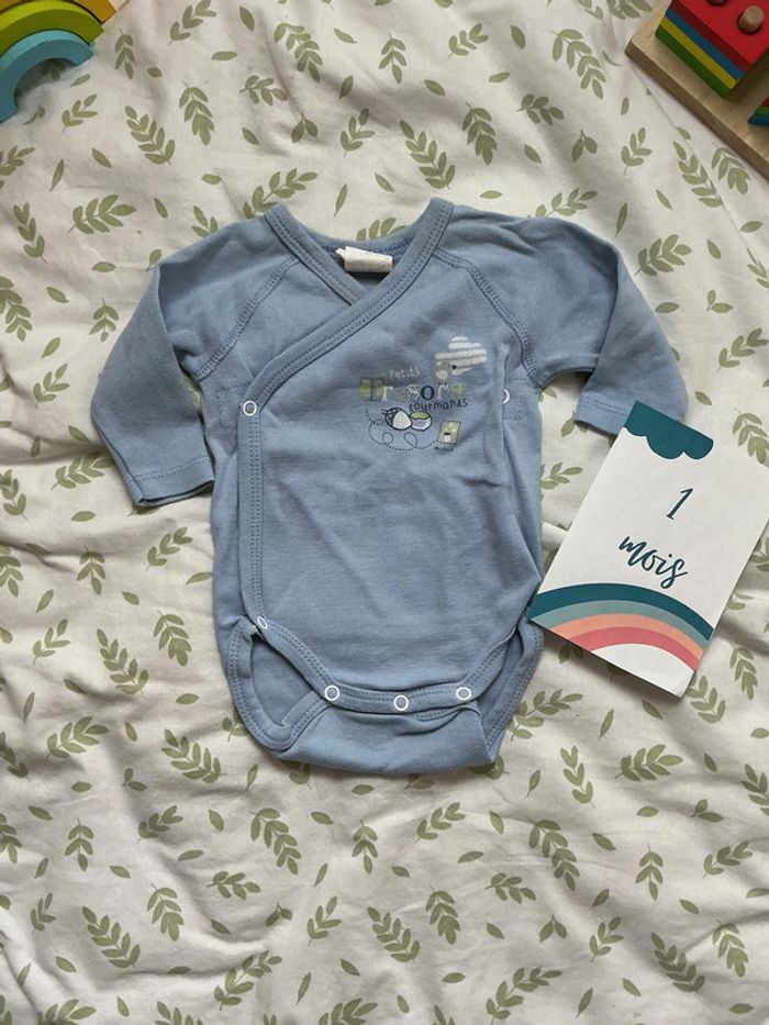 body manches longues bleu absorba ouverture devant 1 mois - photo numéro 2