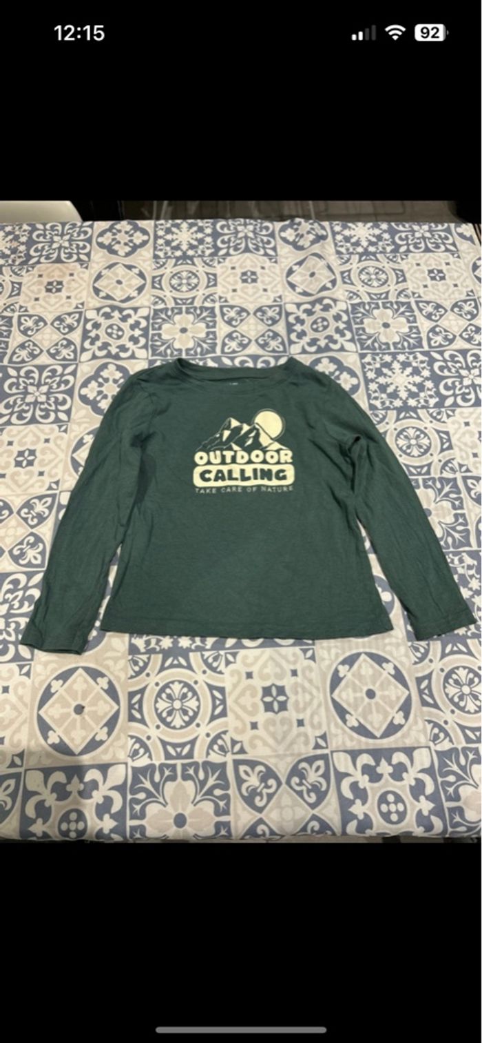 Teeshirt manches longues vert motif montagne 5 ans - photo numéro 3