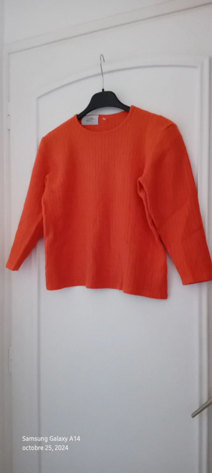 Pull court maille torsadée corail femme S Emme elle made in Italia - photo numéro 15