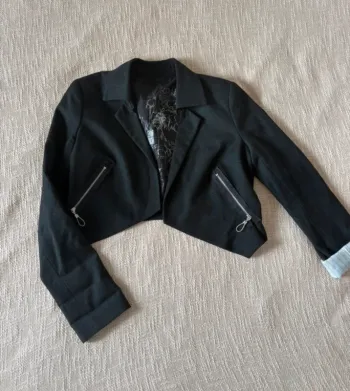 Ensemble Cop Copine blazer + pantalon court taille 36 (noir/gris)