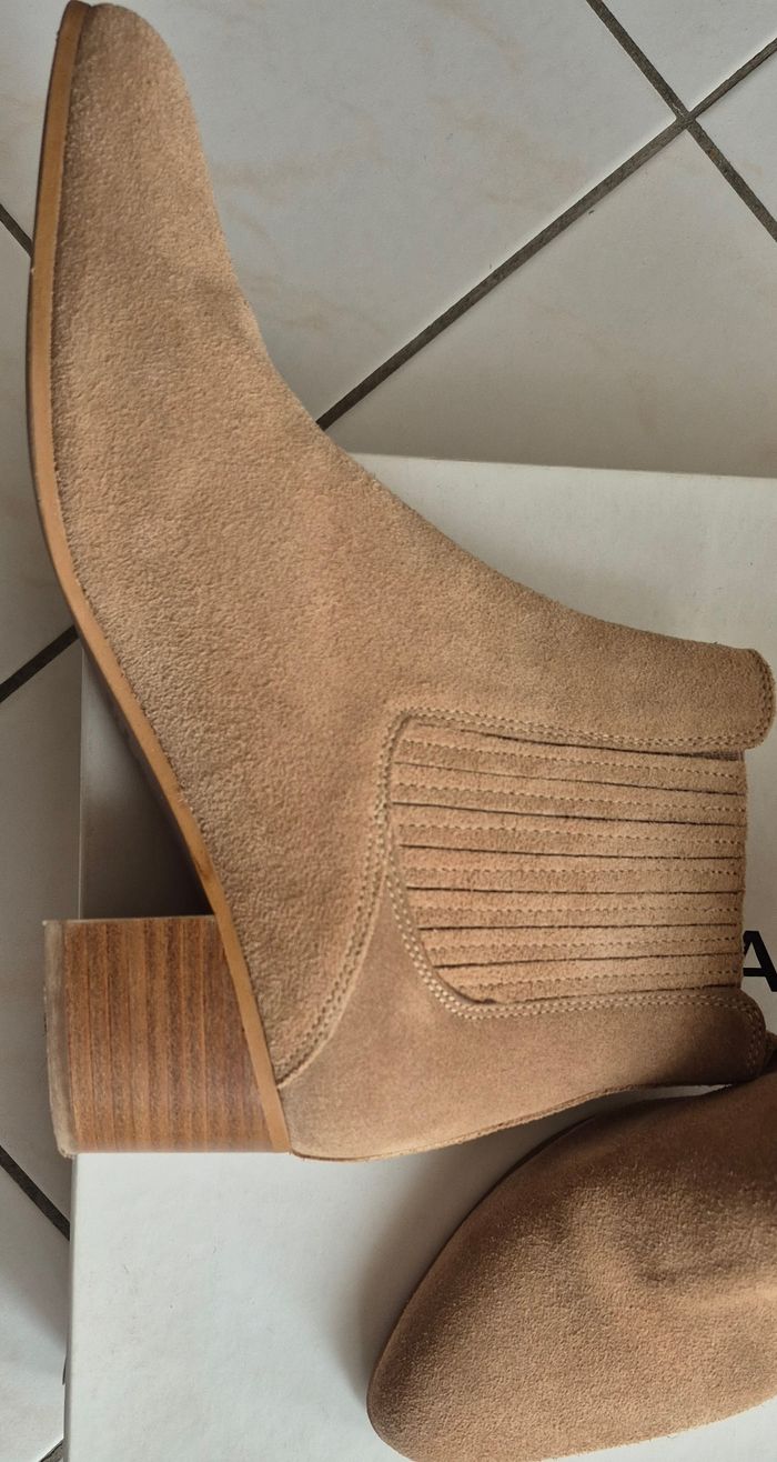 Bottines Jonak cuir beige