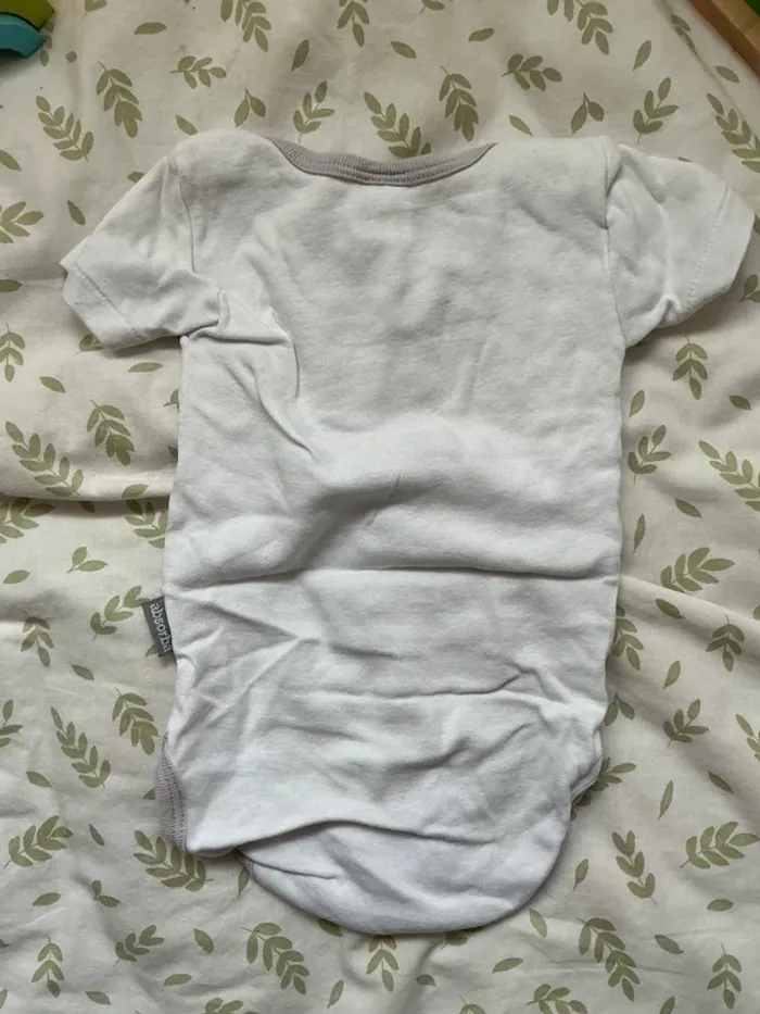 body manches courtes blanc et gris 9 mois absorba - photo numéro 7