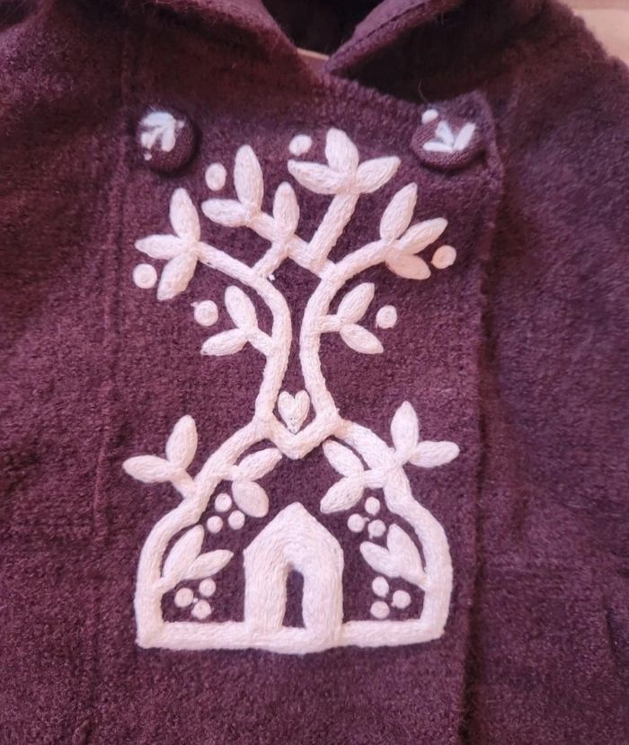 DPAM Manteau bébé fille 1 an – Laine marron chaud avec bonnet assorti - photo numéro 3