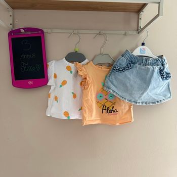Ensemble maillots sans manches et jupe en jean, fille - T3mois - Tex 
